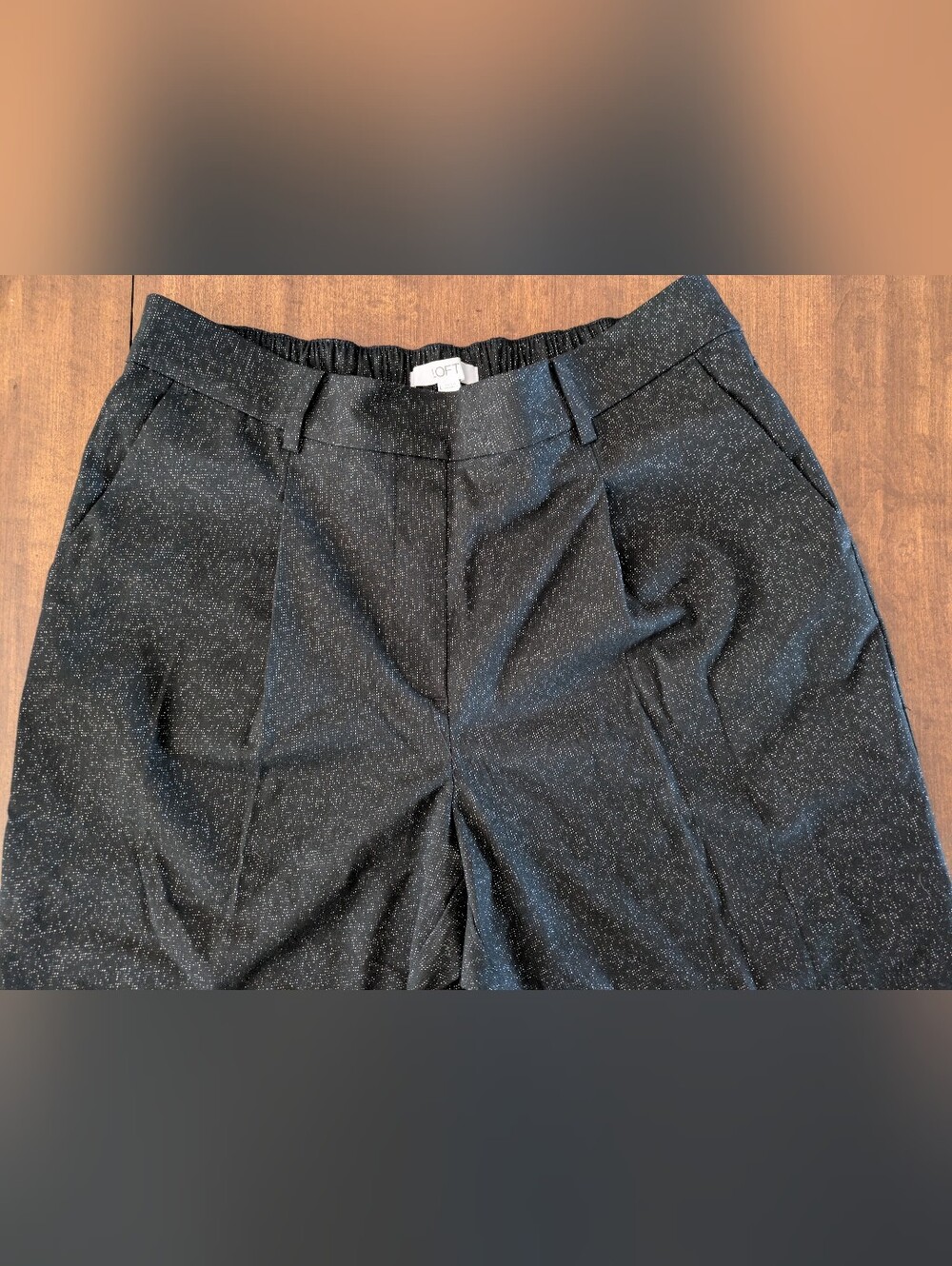 Loft Pull On Dressy Pants Size Large, Black Glittery